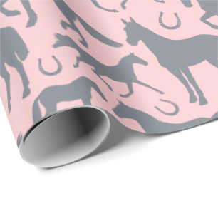 Horse Lover Rosa och Grått Horses and Ponies Presentpapper