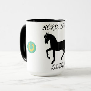 Horse Lover två tonade mugg med personlig namn.