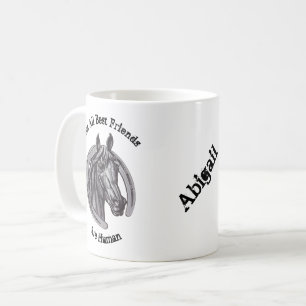 Horse Lover Vintage Sketch Horseshoe Best Friend Kaffemugg