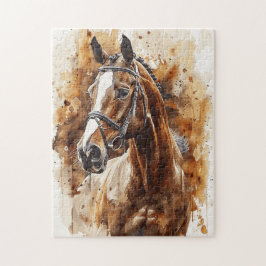 Horse Lover Watercolor Art för födelsedagen Pussel