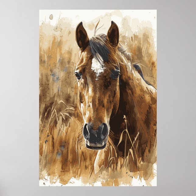 Horse Lover Watercolor Art Poster för födelsedagen (Framsidan)