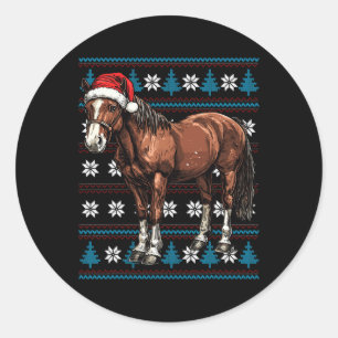 Horse Lovers Santa Hat Ugly jul Sweater Funn Runt Klistermärke