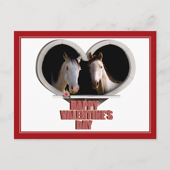 Horse Lovers Valentine Helg Vykort (Framsida)
