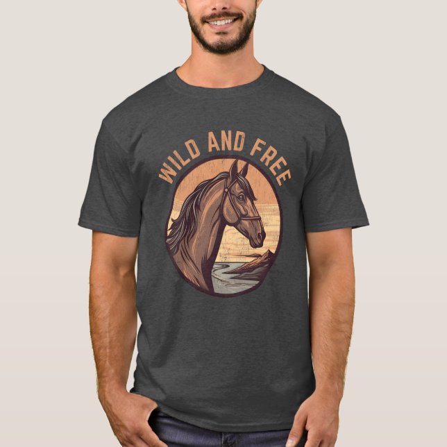 Horse Lovers Vild och Free Boy T Shirt (Framsida)