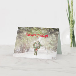HORSE MED WREATH CHRISTMAS-KORT TACK KORT