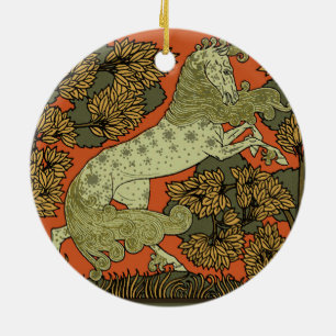 Horse Medieval Arts Crafts Nouveau Julgransprydnad Keramik