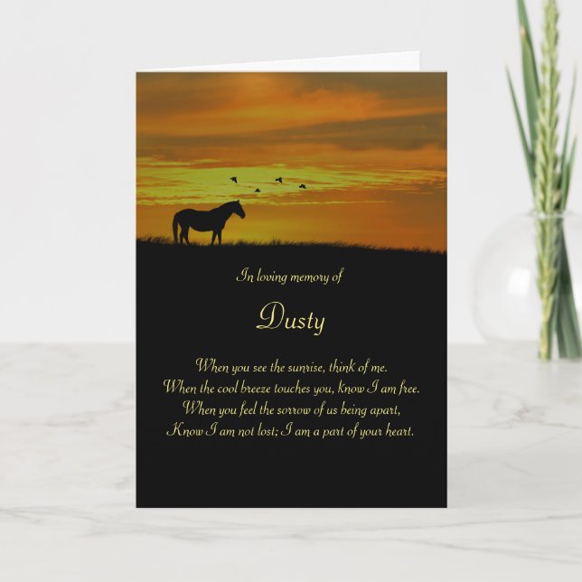 Horse Memorial Sympathy Kort (Framsida)