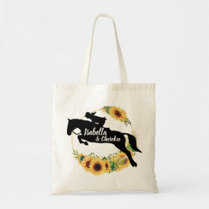 Horse Monogram Gult sunblommor Silhouette Tygkasse