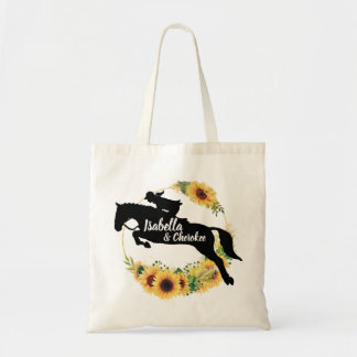 Horse Monogram Gult sunblommor Silhouette Tygkasse
