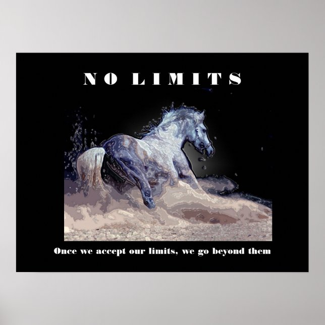 Horse Motivational Inspirational No Limote Quote Poster (Framsidan)