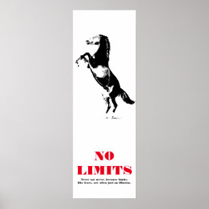 Horse Motivational No Limits Pop Art Black White Poster
