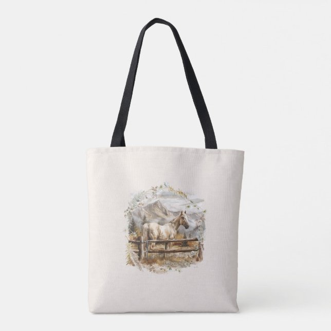 Horse Mountain Ranch Shoulder Tote Bag Tygkasse (Baksida)