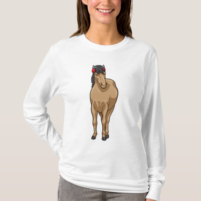 Horse Music Headphone T Shirt (Framsida)