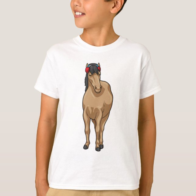 Horse Music Headphone T Shirt (Framsida)