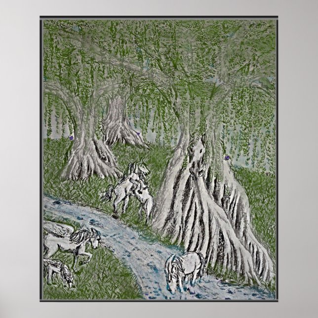 Horse Myth Colored Print, Poster (Framsidan)