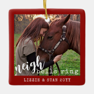 Horse Neigh Klockor Ring Personlig Photo Julgransprydnad Keramik