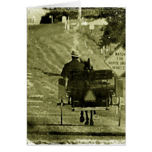 Horse och Buggy Sepia Grunge Hälsningskort