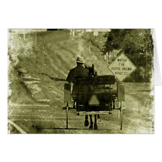 Horse och Buggy Sepia Grunge Hälsningskort