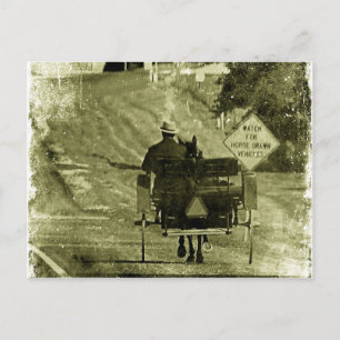 Horse och Buggy Sepia Grunge Vykort
