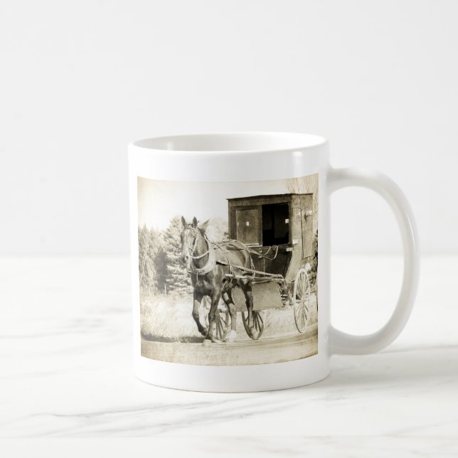 Horse och Buggy Sepia Kaffemugg (Höger)