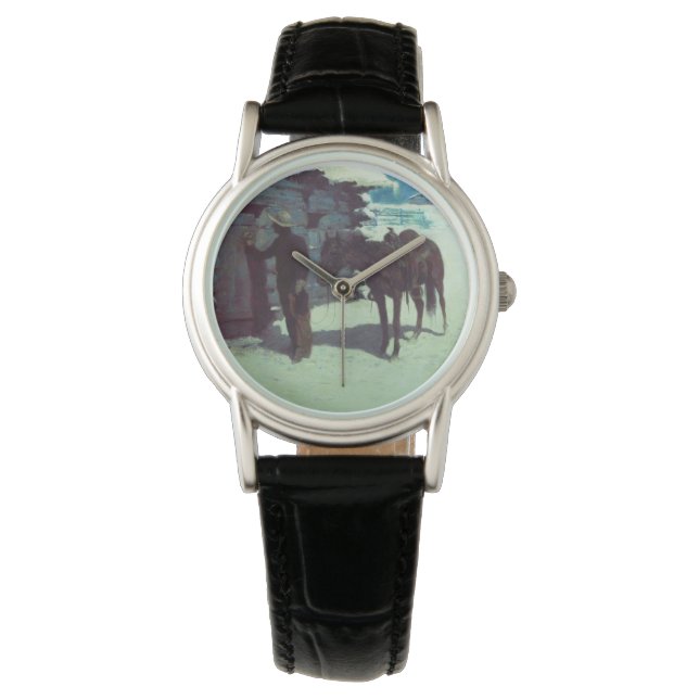Horse och Cowboy Winter Snö Armbandsur (Framsida)