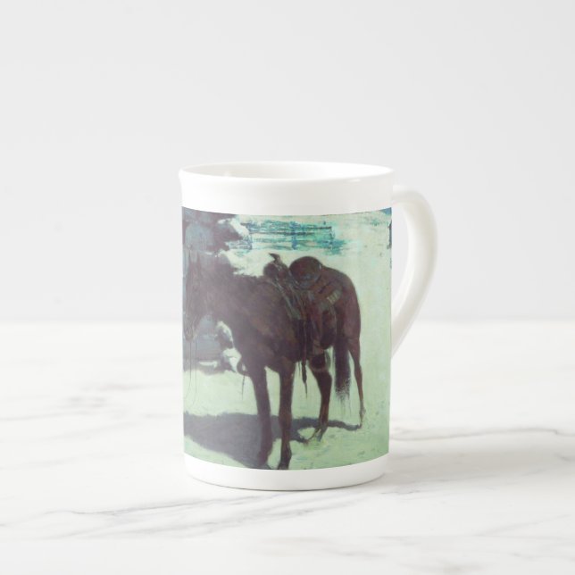 Horse och Cowboy Winter Snö Benporslin Mugg (Framsida höger)