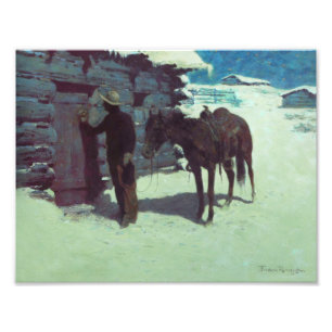 Horse och Cowboy Winter Snö Fototryck