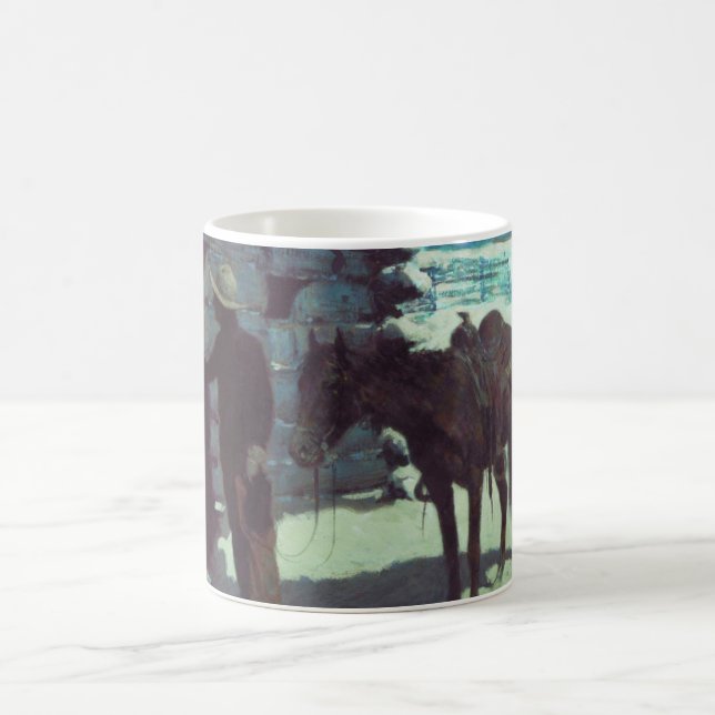 Horse och Cowboy Winter Snö Kaffemugg (Center)