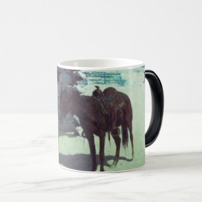 Horse och Cowboy Winter Snö Magisk Mugg (Framsida höger)