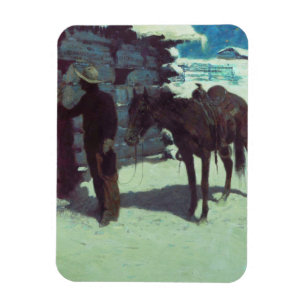Horse och Cowboy Winter Snö Magnet