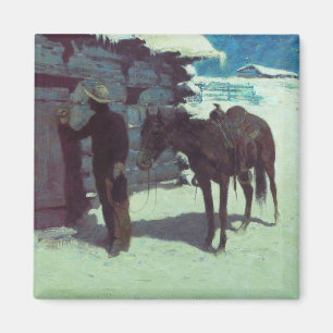 Horse och Cowboy Winter Snö Magnet