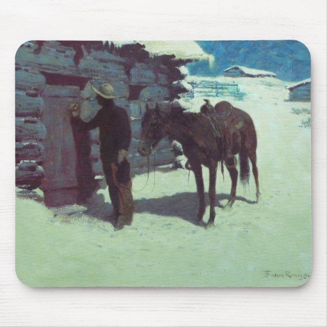 Horse och Cowboy Winter Snö Musmatta (Framsidan)