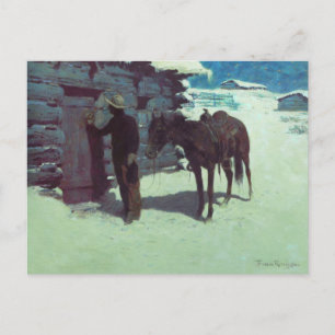 Horse och Cowboy Winter Snö Vykort