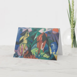 Horse och Eagle av Franz Marc, Vintage Cubism Art Kort