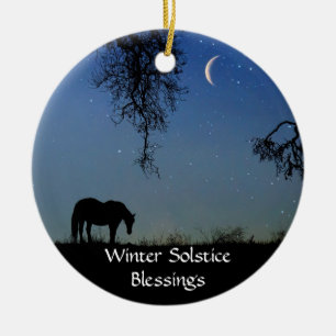 Horse och Måne Winter Solstice Julgransprydnad Keramik