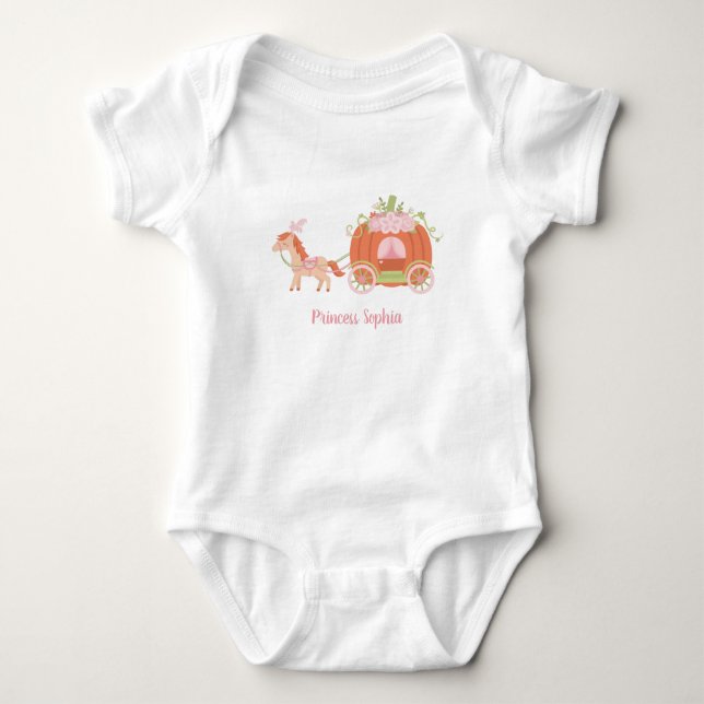 Horse och Pumpkin Carriage Flicka Princess Tee (Framsida)