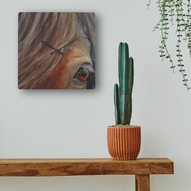 Horse Öga Fine Art Wall Clock Fyrkantig Klocka (Skapare uppladdad)