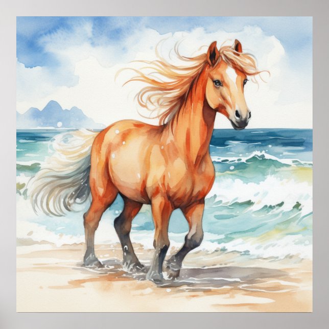 Horse on Beach Poster (Framsidan)
