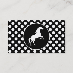 Horse on Black and White Polka dots Visitkort