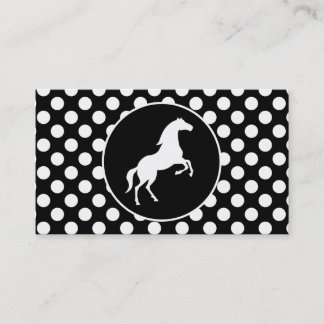 Horse on Black and White Polka dots Visitkort