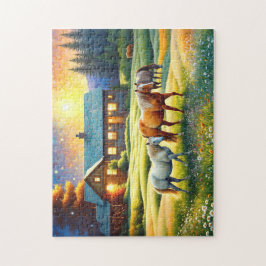 Horse on Farm Wildflower Meadow Pussel