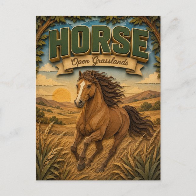 Horse Open Grasslands POPCUT Vykort (Framsida)