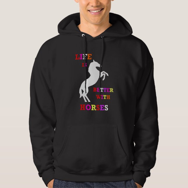 Horse Owner Life Horses Horseback Riding Woman Equ Hoodie (Framsida)