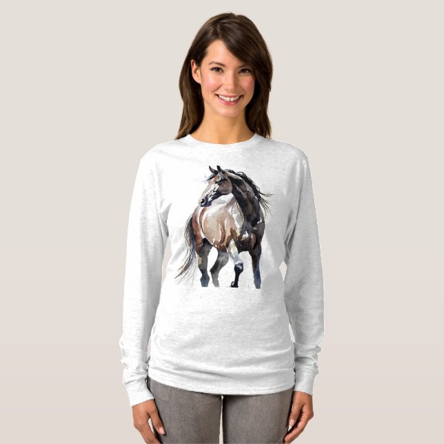 Horse Painting Long Sleeves Top T Shirt (Hel framsida)