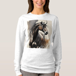 Horse Painting Long Sleeves Top T Shirt