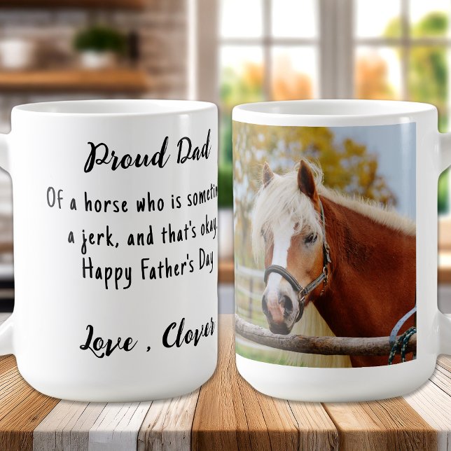 Horse Pappa - Funny Equestrian Anpassningsbar Phot Kaffemugg (Skapare uppladdad)