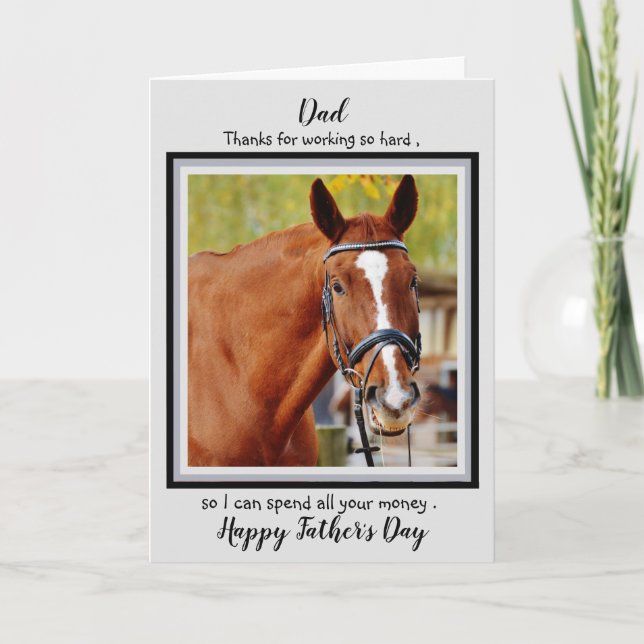 Horse Pappa - Funny Fars dag - Horse Photo Humor Kort (Framsida)