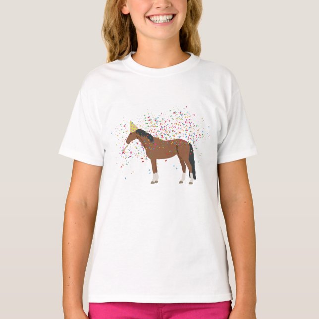 Horse Partying Boskap med Party T Shirt (Framsida)