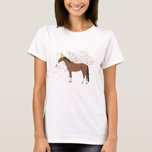 Horse Partying Boskap med Party T Shirt (Framsida)