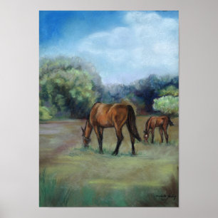 Horse Pasture Original Art-utskrift Poster